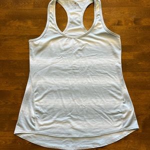 Athleta Racer Back Tank Top Pale Gray Stripe Size M